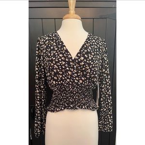 Nine Britton Ceandra Smocked Bottom Blouse. Size M